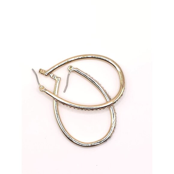 Chill Gold Tone Rhinestone Hoop Earrings Oval Shaped: Glow for the Win - Picture 3 of 6